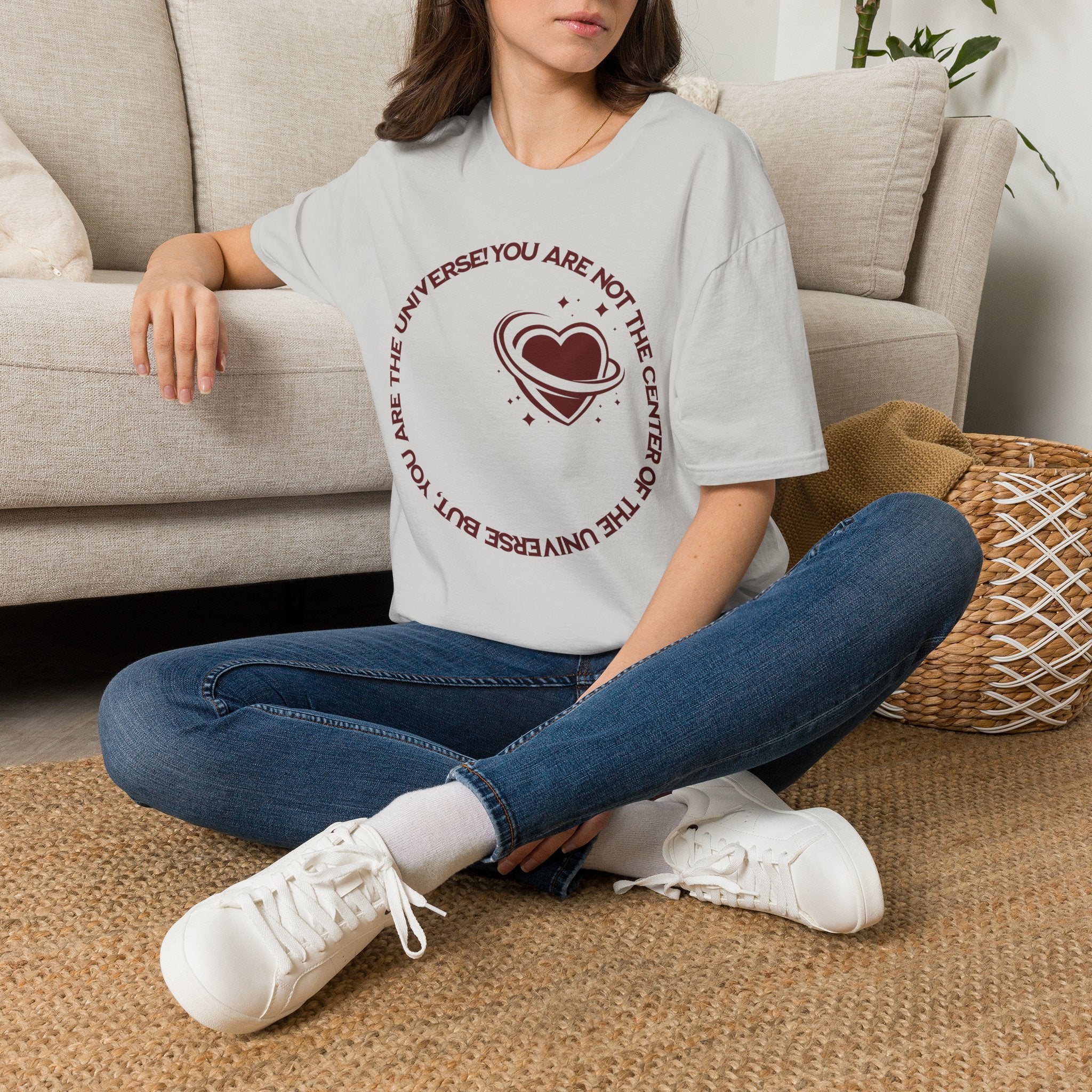 "You Are Not the Center of the Universe, But You Are The Universe" Retro Heart Graphic Tee