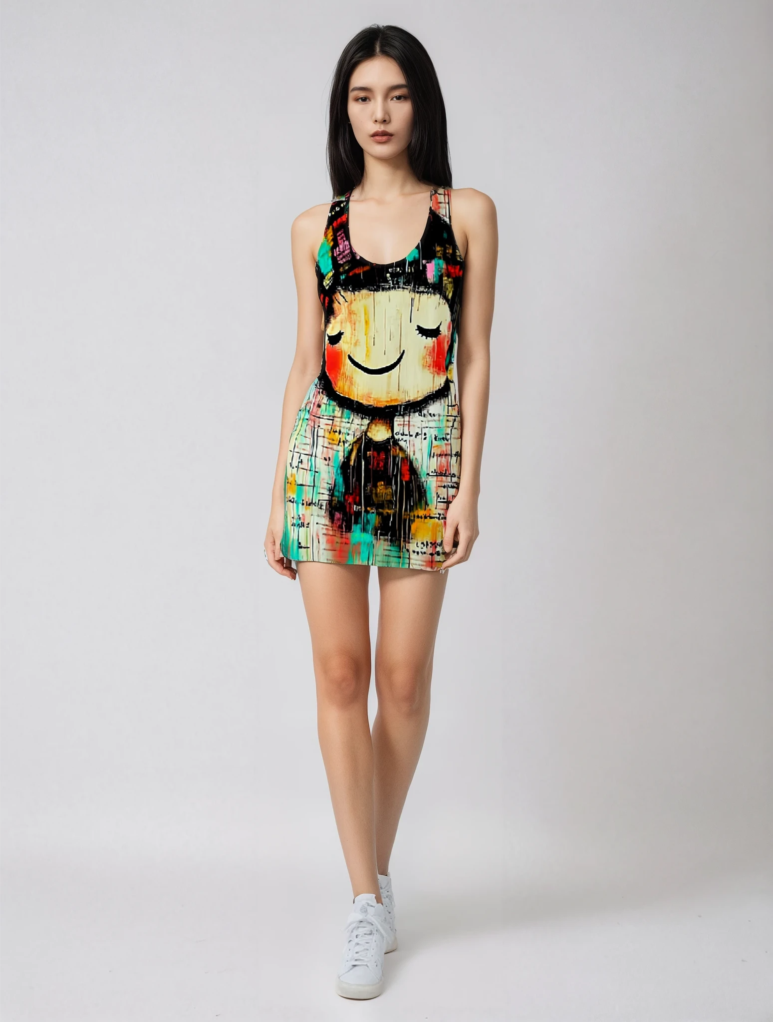 Facing Joy Women's Cut & Sew Racerback Dress (AOP)