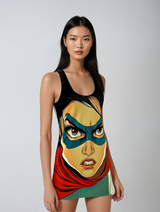 Super Titan Tomoe Women's Cut & Sew Racerback Dress (AOP)