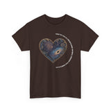 The Very Real Cosmic Connection — Heart Nebula Graphic Tee with White Text
