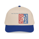 "The Politics Of Distraction" Maze - Mid Profile Baseball Cap — Red & Blue Labyrinth Design