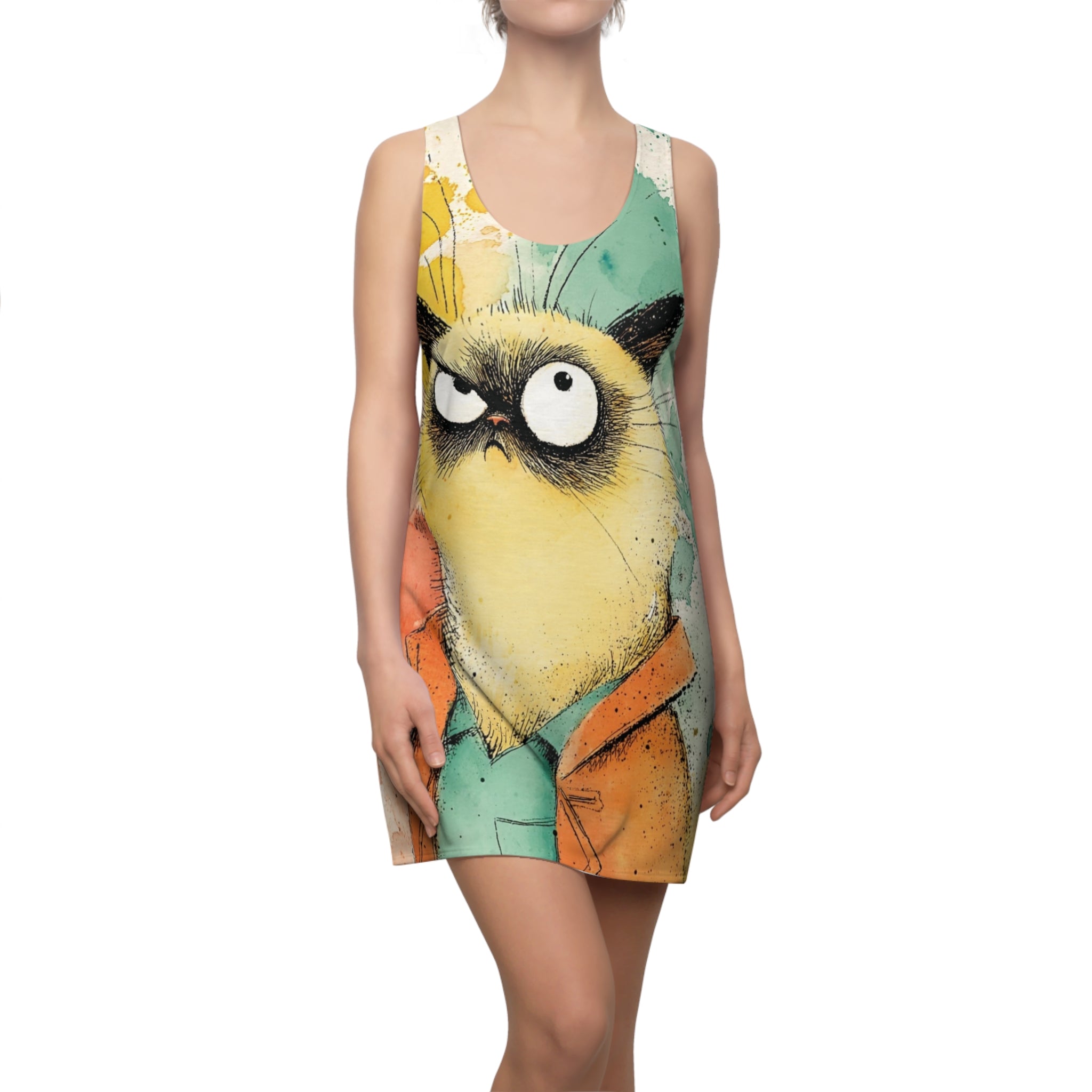 Green Collar Worker Women's Cut & Sew Racerback Dress (AOP)