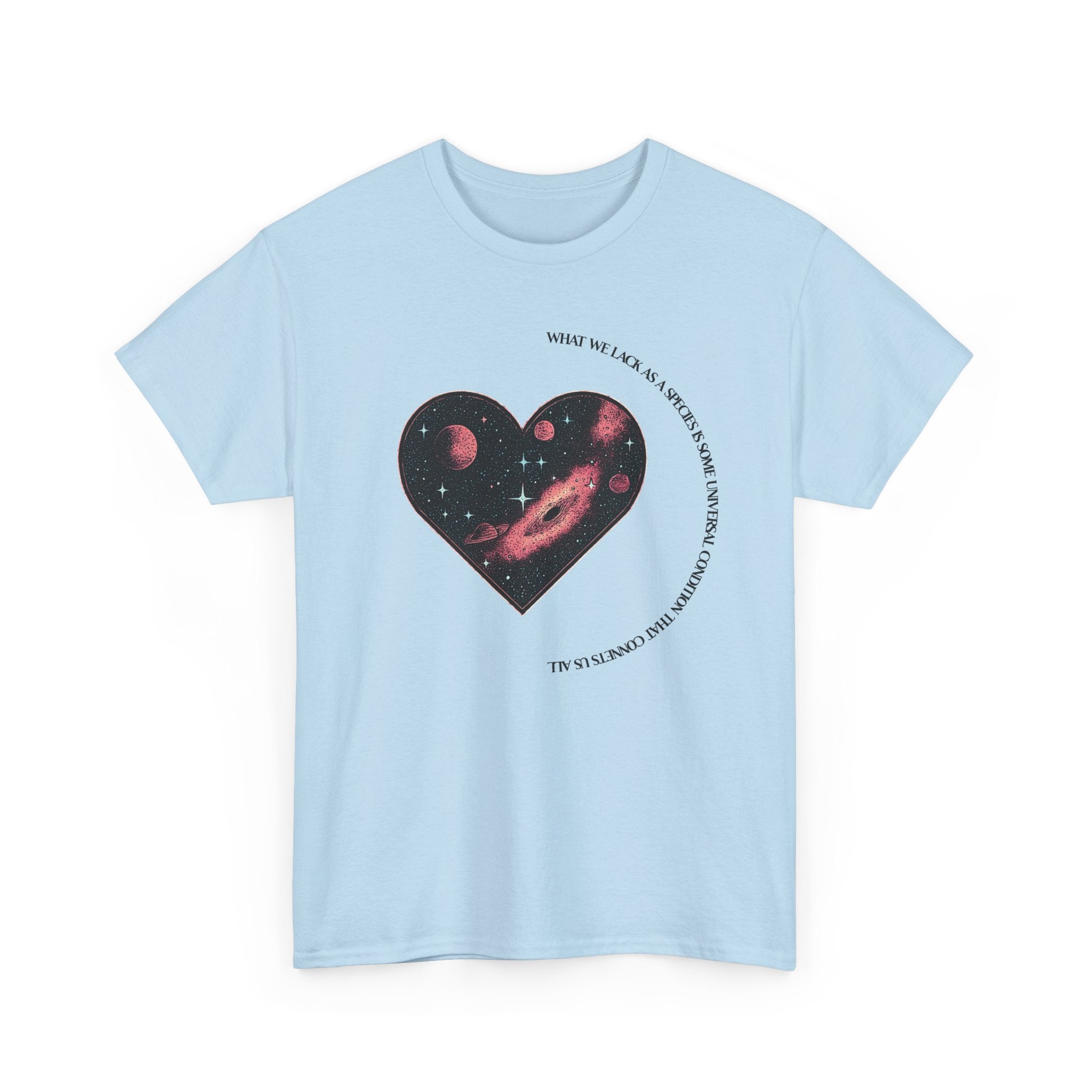 The Very Real Cosmic Connection — Heart Nebula Graphic Tee with Black Text