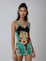 Facing Entrancement Women's Cut & Sew Racerback Dress (AOP)