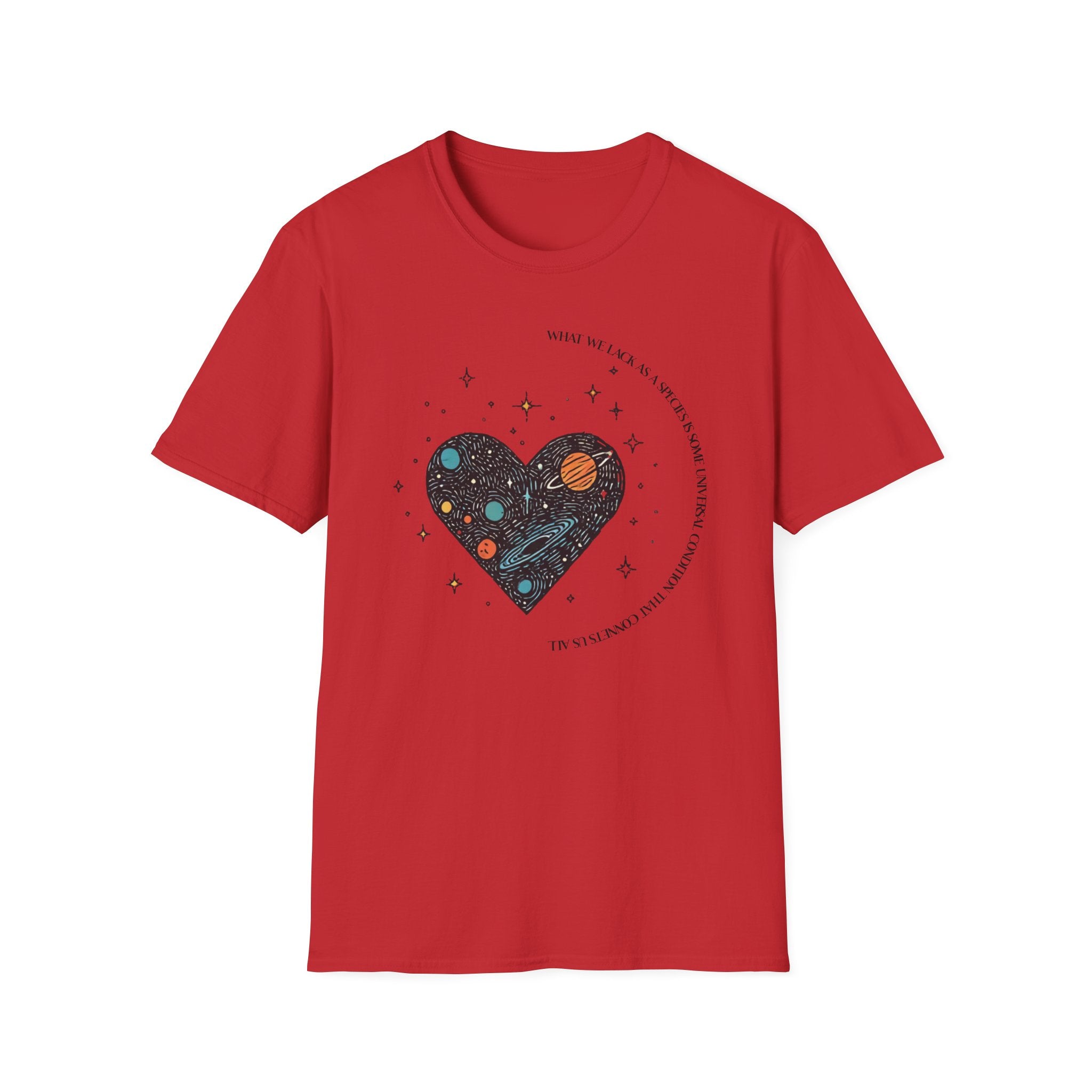 The Very Real Cosmic Connection — Heart Nebula Graphic Tee with Black Text