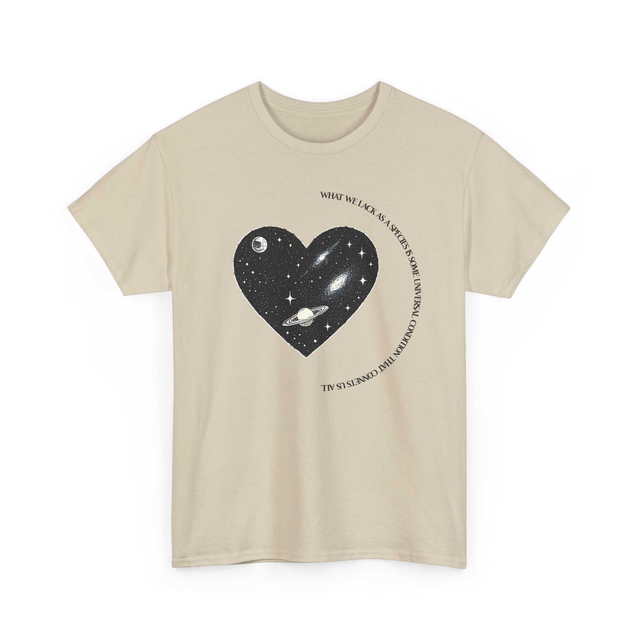 The Very Real Cosmic Connection — Heart Nebula Graphic Tee with Black Text