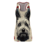 Grey or Gray Women's Cut & Sew Racerback Dress (AOP)