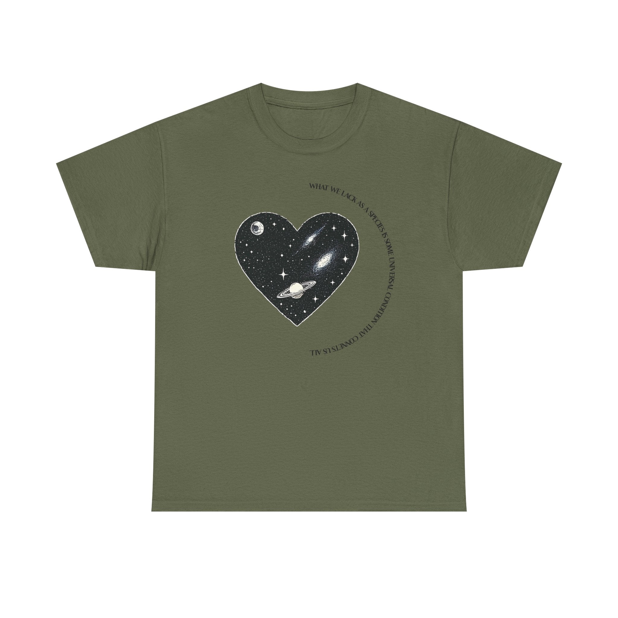 The Very Real Cosmic Connection — Heart Nebula Graphic Tee with Black Text