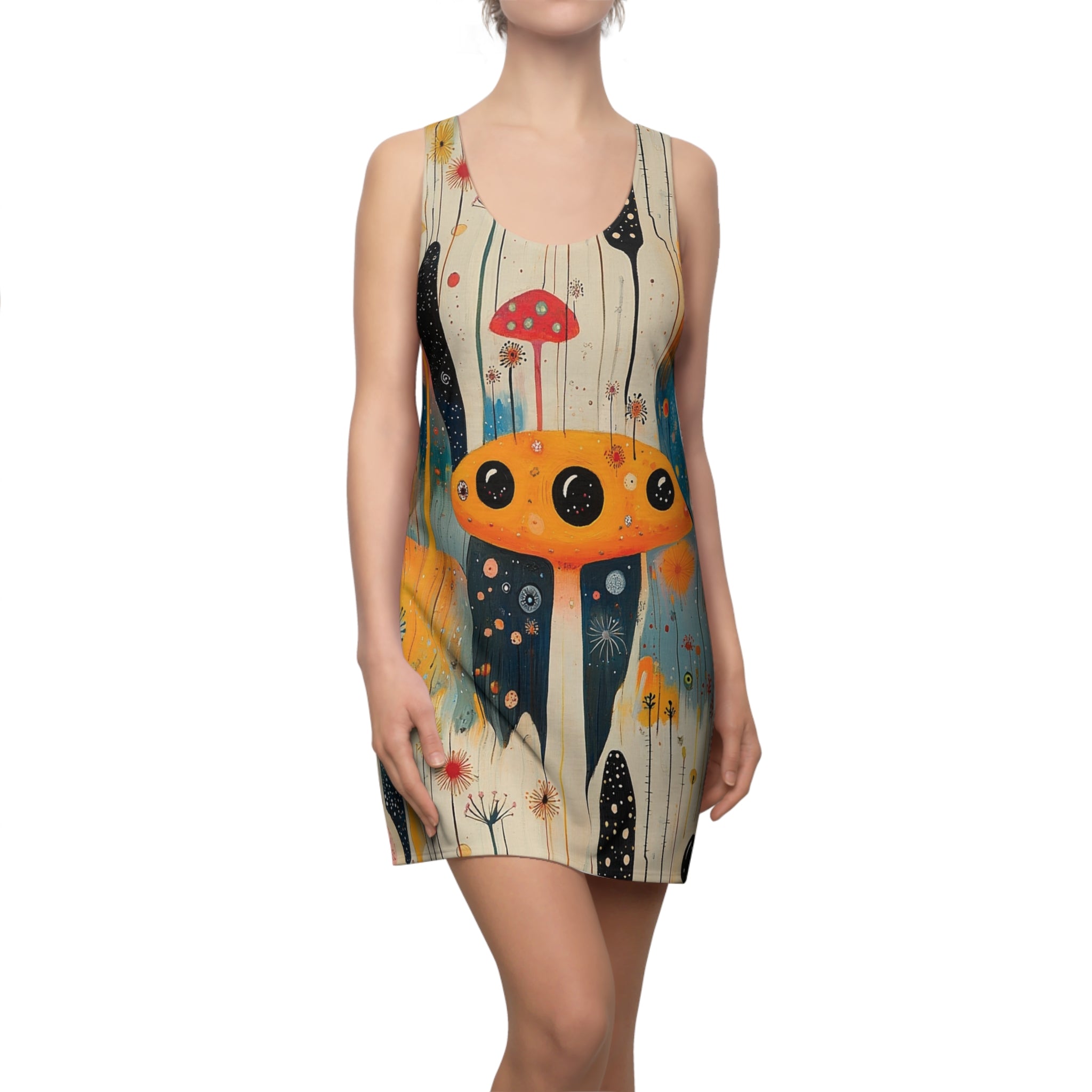 Sea Floor Alien Women's Cut & Sew Racerback Dress (AOP)