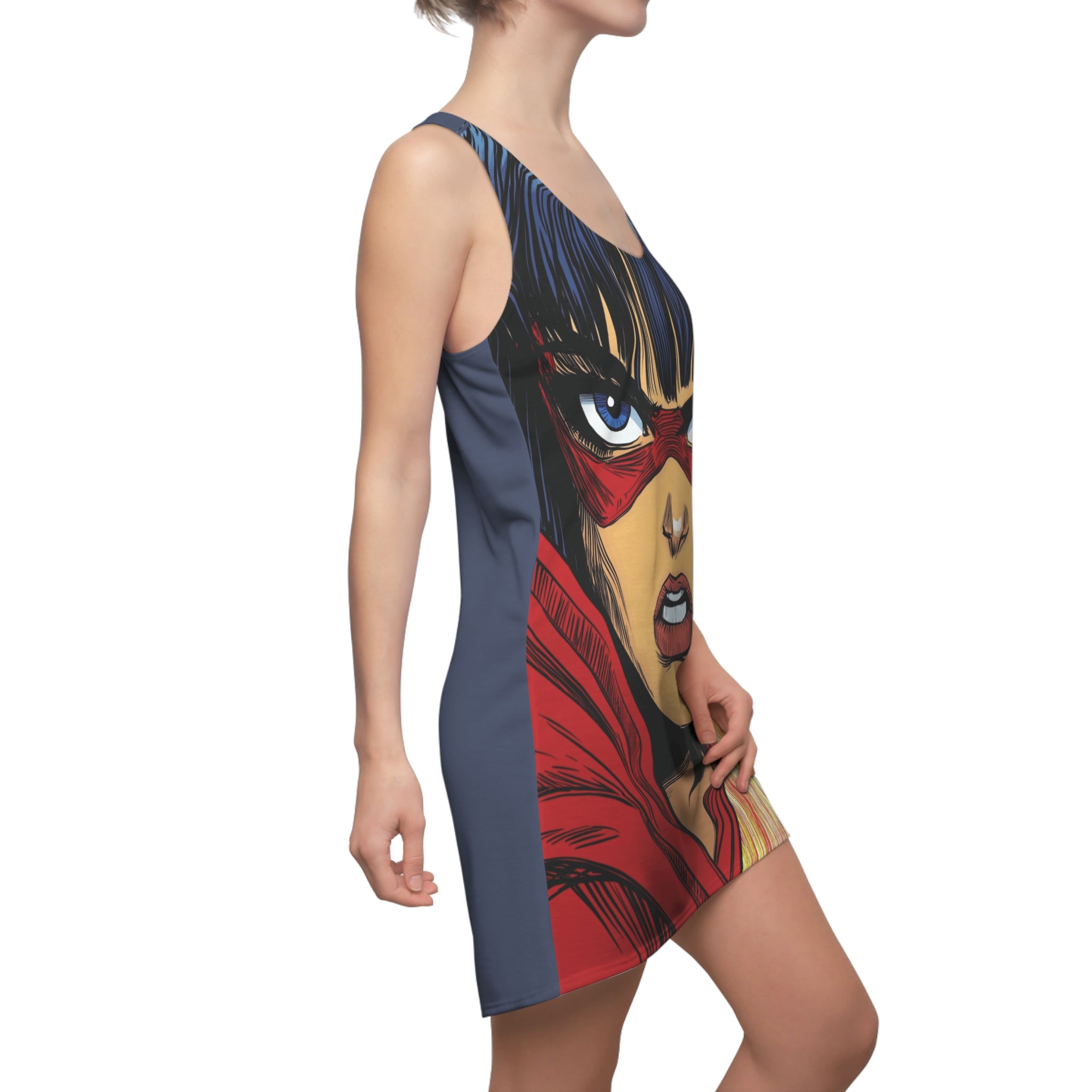 Super Mighty Mia Women's Cut & Sew Racerback Dress (AOP)