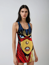 Super Mighty Mia Women's Cut & Sew Racerback Dress (AOP)