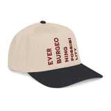 "Ever Burgeoning Possibility" Vertical Text Embroidered Hat