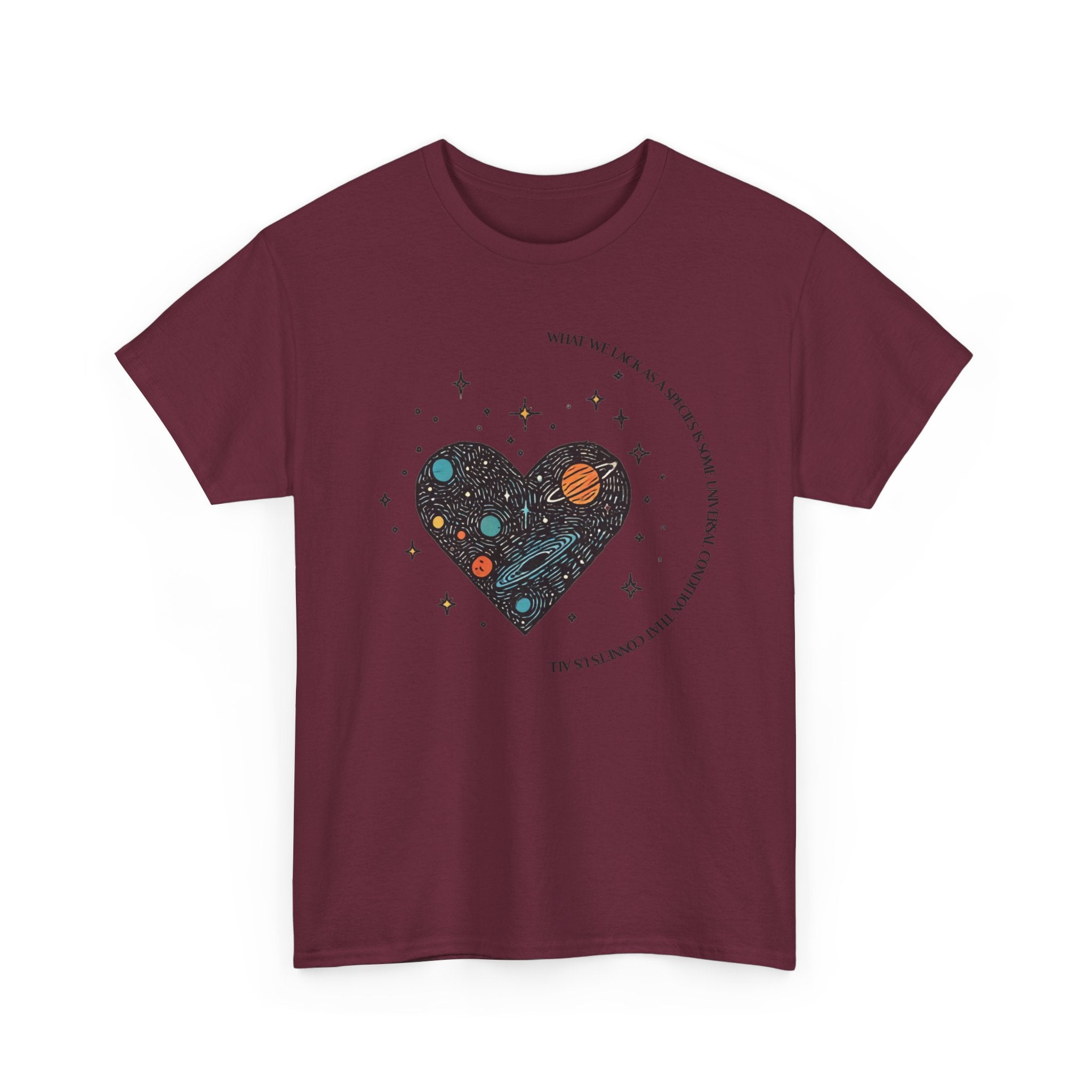 The Very Real Cosmic Connection — Heart Nebula Graphic Tee with Black Text
