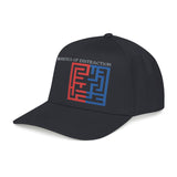 "The Politics Of Distraction" Maze - Mid Profile Baseball Cap — Red & Blue Labyrinth Design
