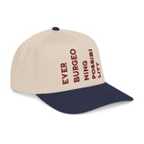 "Ever Burgeoning Possibility" Vertical Text Embroidered Hat