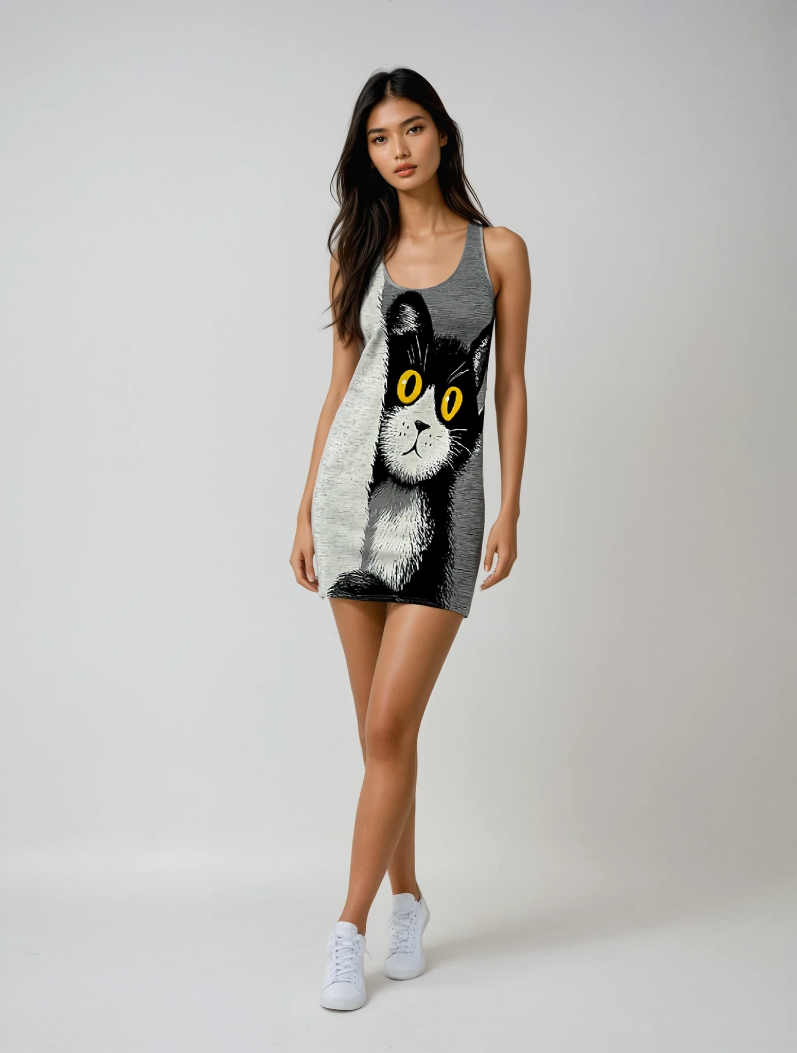 Peek At Your Boo Women's Cut & Sew Racerback Dress (AOP)