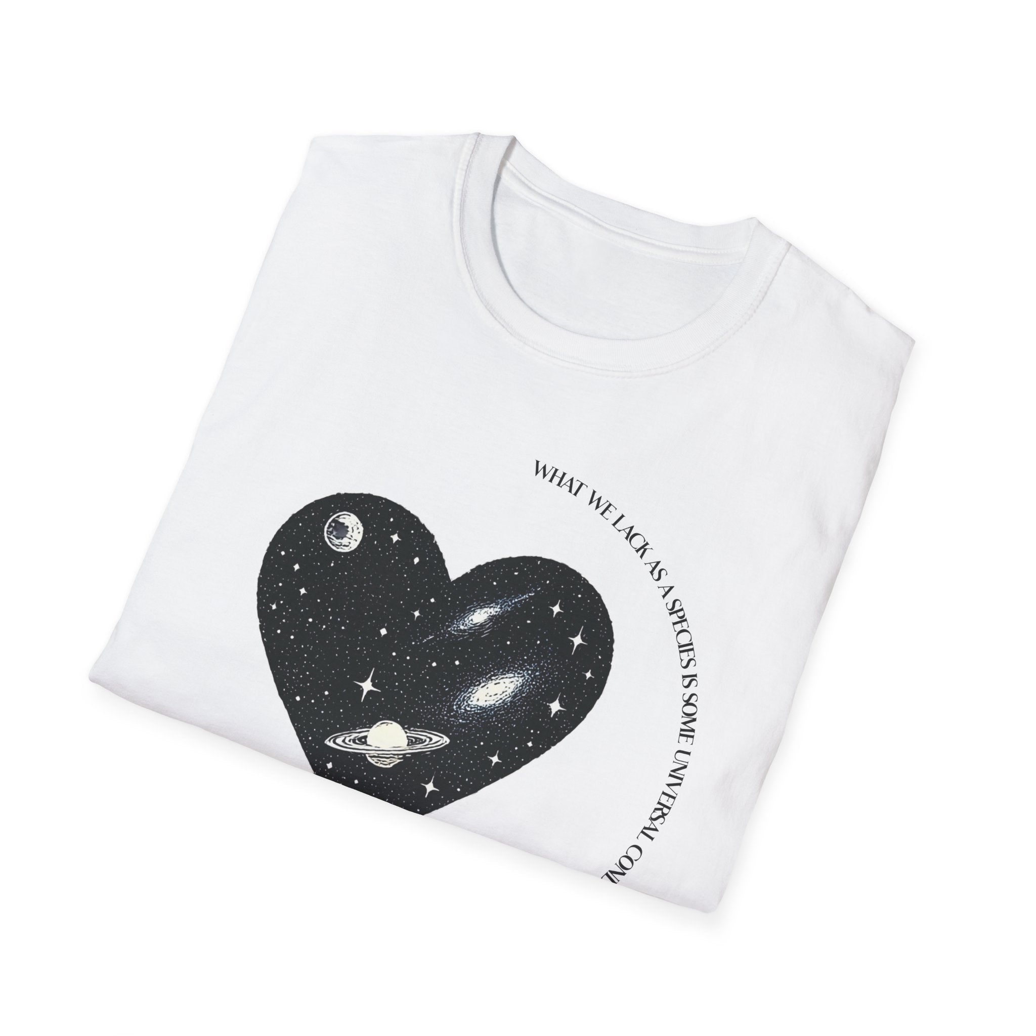 The Very Real Cosmic Connection — Heart Nebula Graphic Tee with Black Text