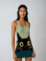 Come On Over To My Place Women's Cut & Sew Racerback Dress (AOP)