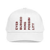 "Ever Burgeoning Possibility" Vertical Text Embroidered Hat