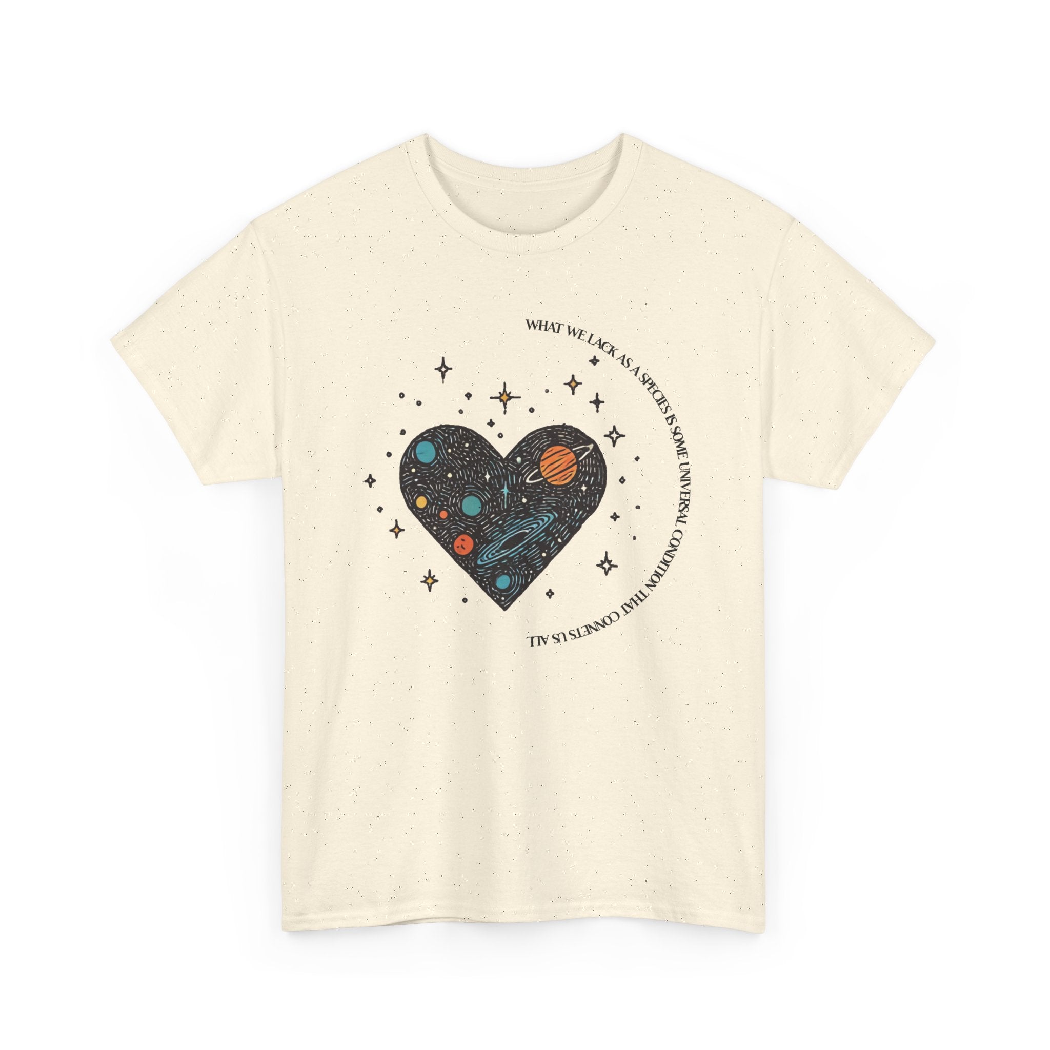 The Very Real Cosmic Connection — Heart Nebula Graphic Tee with Black Text