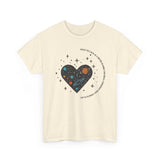 The Very Real Cosmic Connection — Heart Nebula Graphic Tee with Black Text