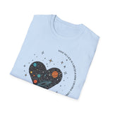 The Very Real Cosmic Connection — Heart Nebula Graphic Tee with Black Text