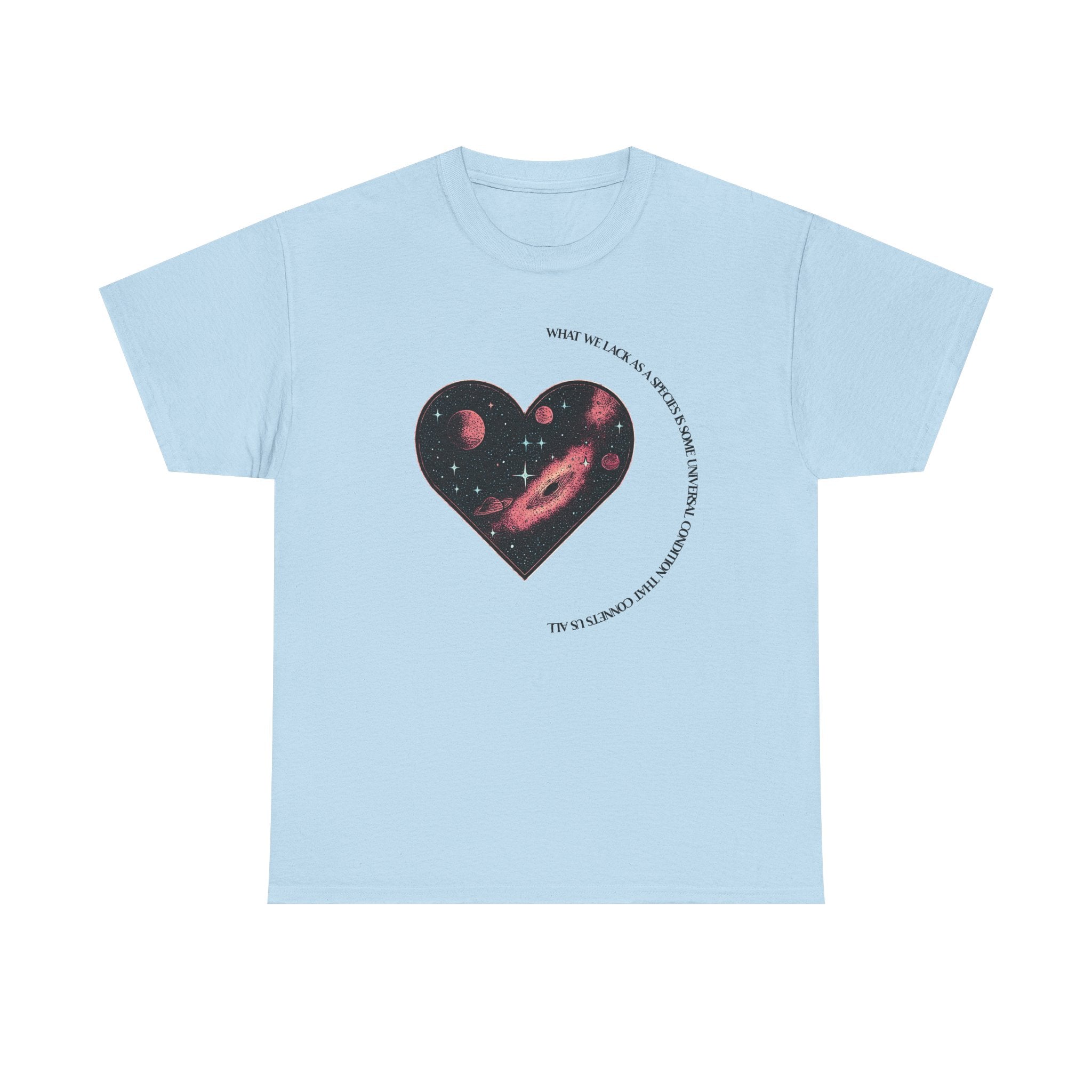 The Very Real Cosmic Connection — Heart Nebula Graphic Tee with Black Text