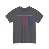 The Politics of Distraction Maze Tee — Red & Blue Graphic T-Shirt