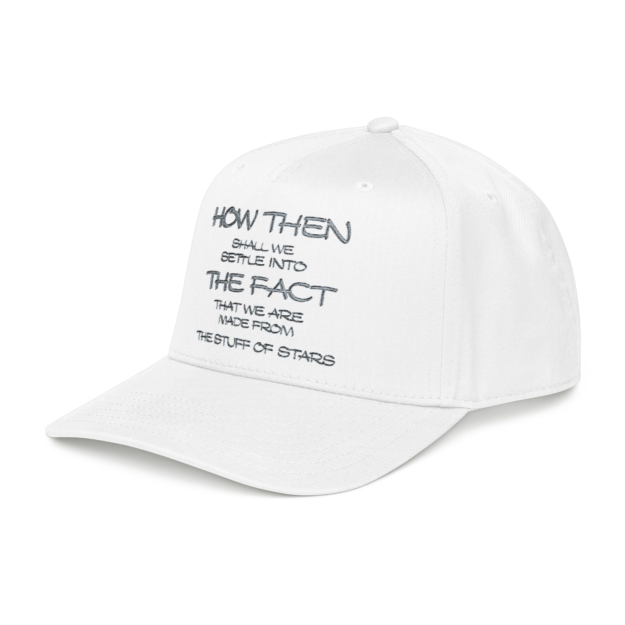 "How Then Shall We Settle Into the Fact that we are made of star stuff." Embroidered Baseball Cap