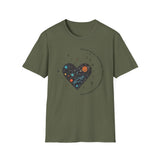 The Very Real Cosmic Connection — Heart Nebula Graphic Tee with Black Text