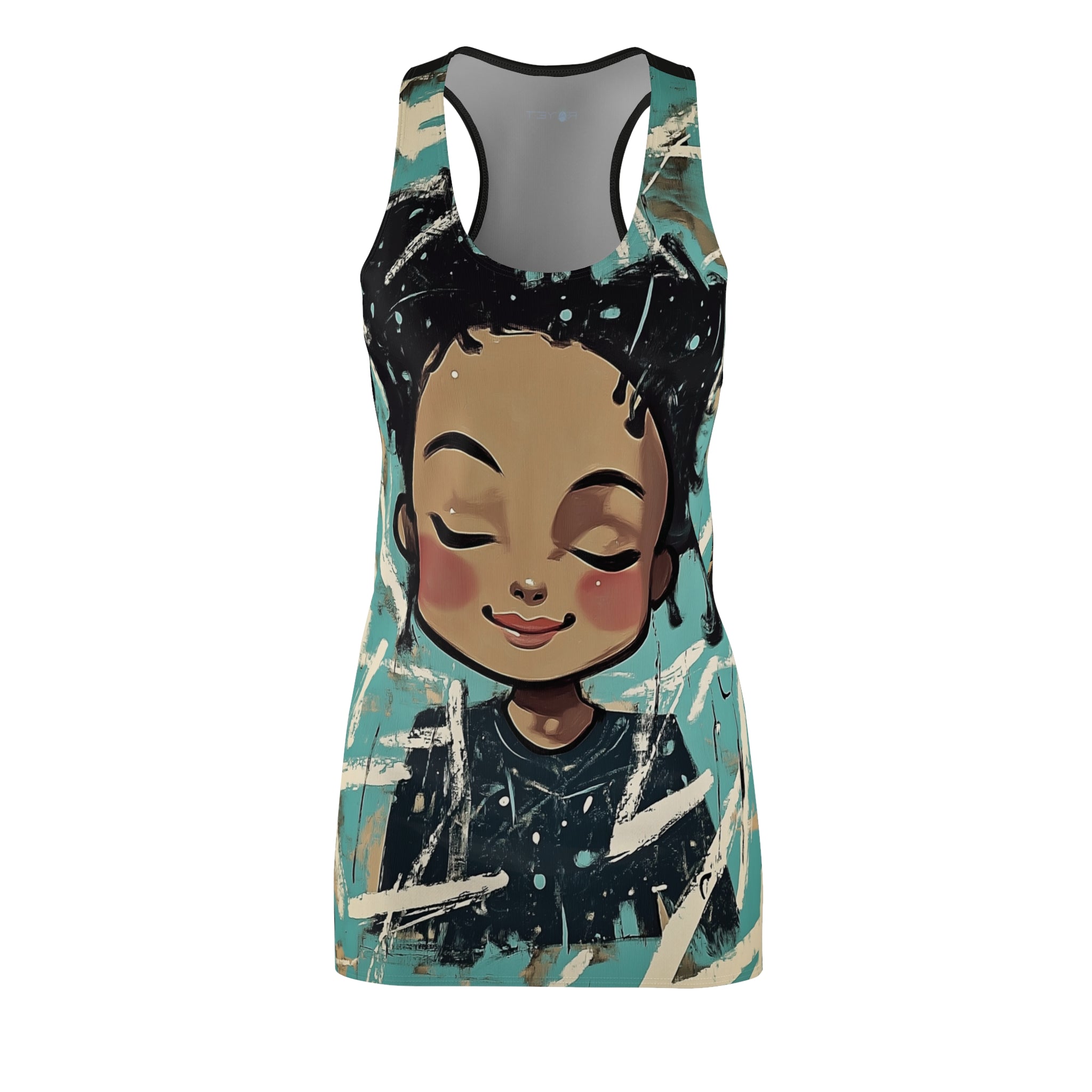 Facing Calmness Women's Cut & Sew Racerback Dress (AOP)