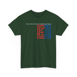 The Politics of Distraction Maze Tee — Red & Blue Graphic T-Shirt