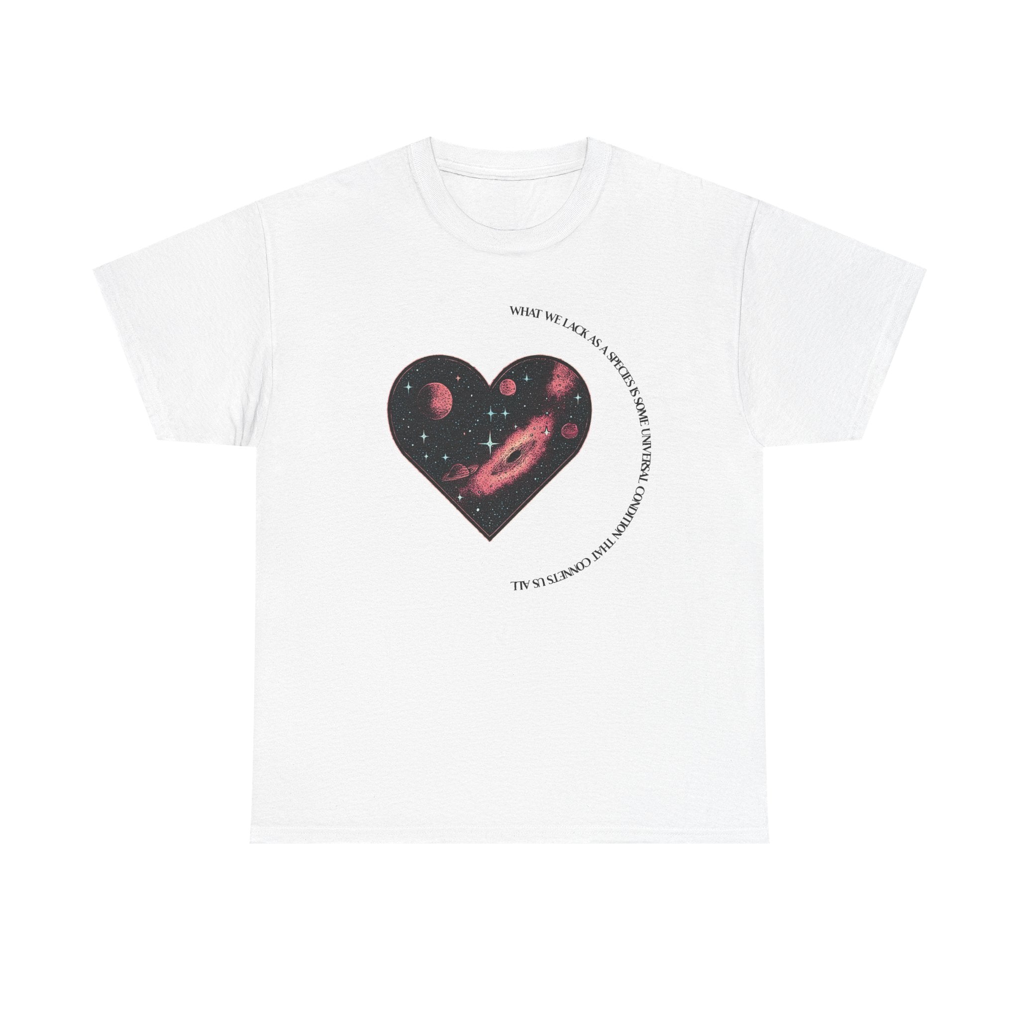 The Very Real Cosmic Connection — Heart Nebula Graphic Tee with Black Text
