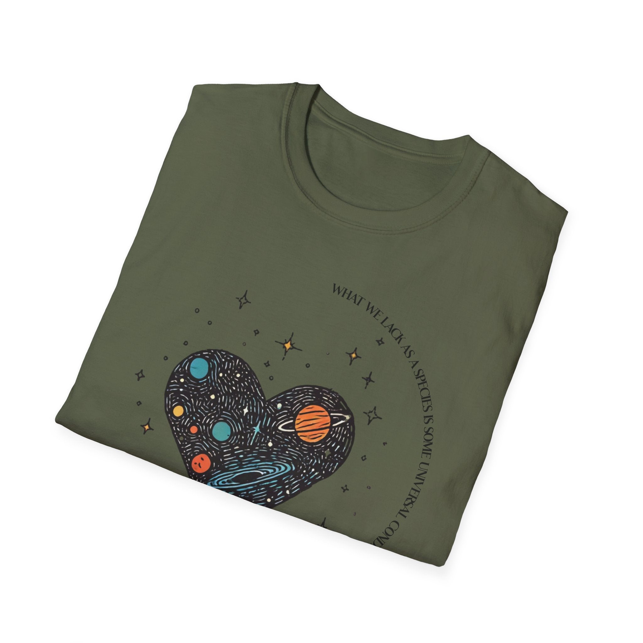 The Very Real Cosmic Connection — Heart Nebula Graphic Tee with Black Text