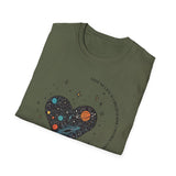 The Very Real Cosmic Connection — Heart Nebula Graphic Tee with Black Text