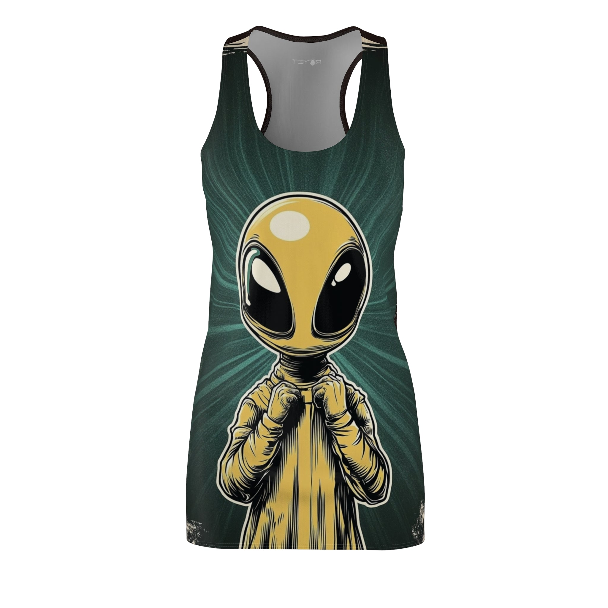 Collar Pop Alien Women's Cut & Sew Racerback Dress (AOP)