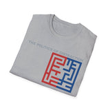The Politics of Distraction Maze Tee — Red & Blue Graphic T-Shirt