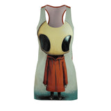 Red Rain Coat Alien Women's Cut & Sew Racerback Dress (AOP)