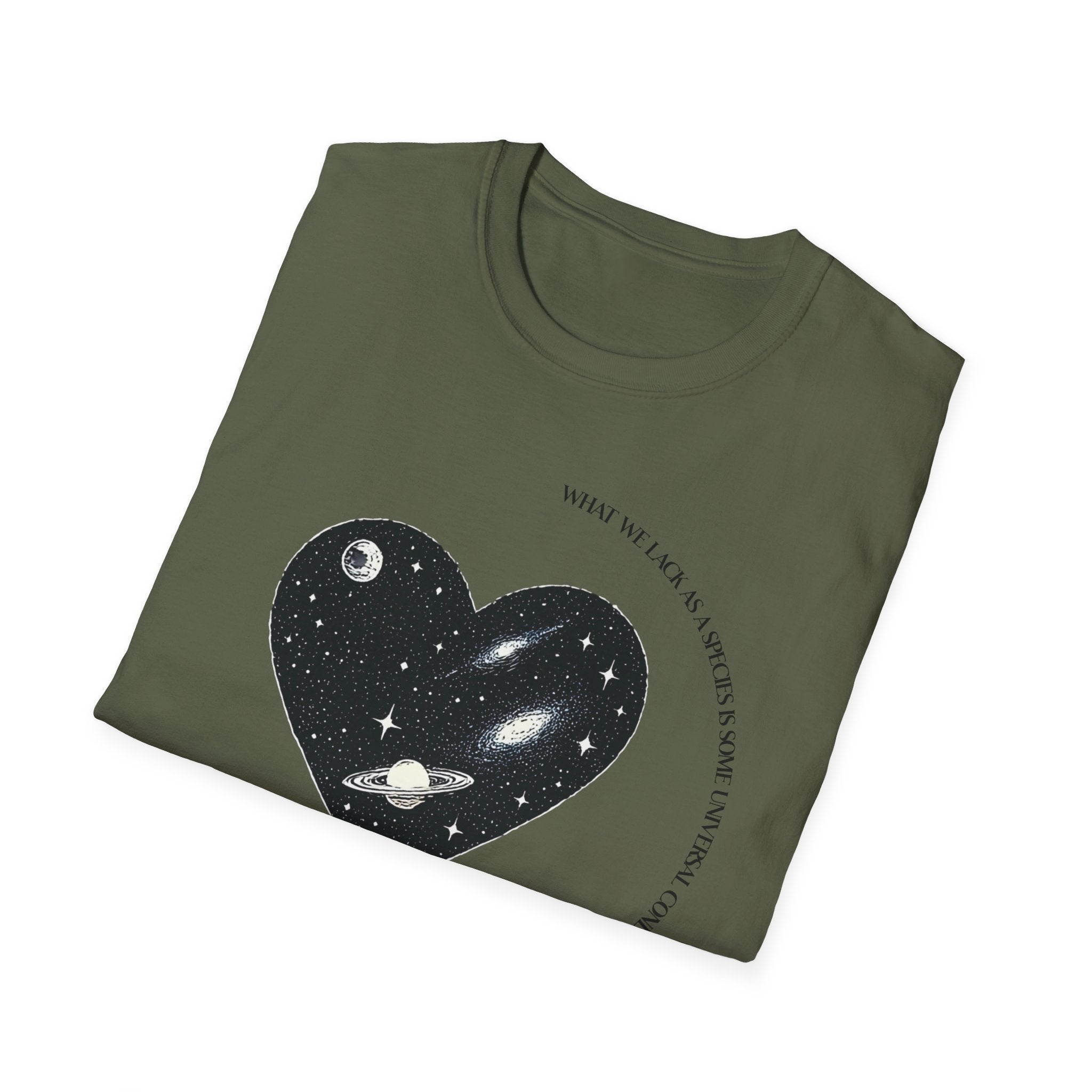 The Very Real Cosmic Connection — Heart Nebula Graphic Tee with Black Text