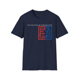 The Politics of Distraction Maze Tee — Red & Blue Graphic T-Shirt
