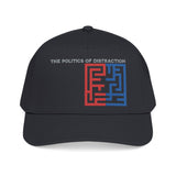 "The Politics Of Distraction" Maze - Mid Profile Baseball Cap — Red & Blue Labyrinth Design