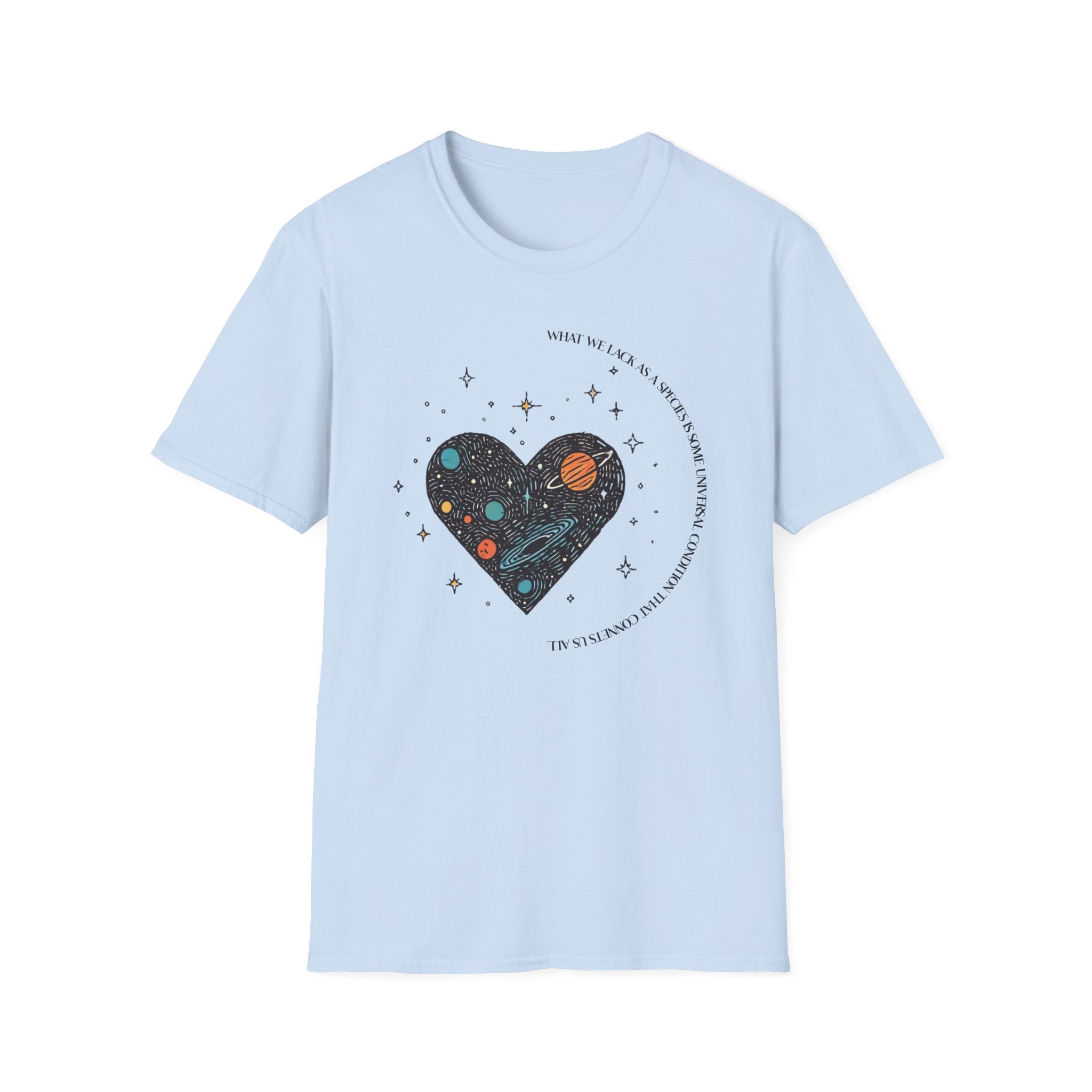 The Very Real Cosmic Connection — Heart Nebula Graphic Tee with Black Text