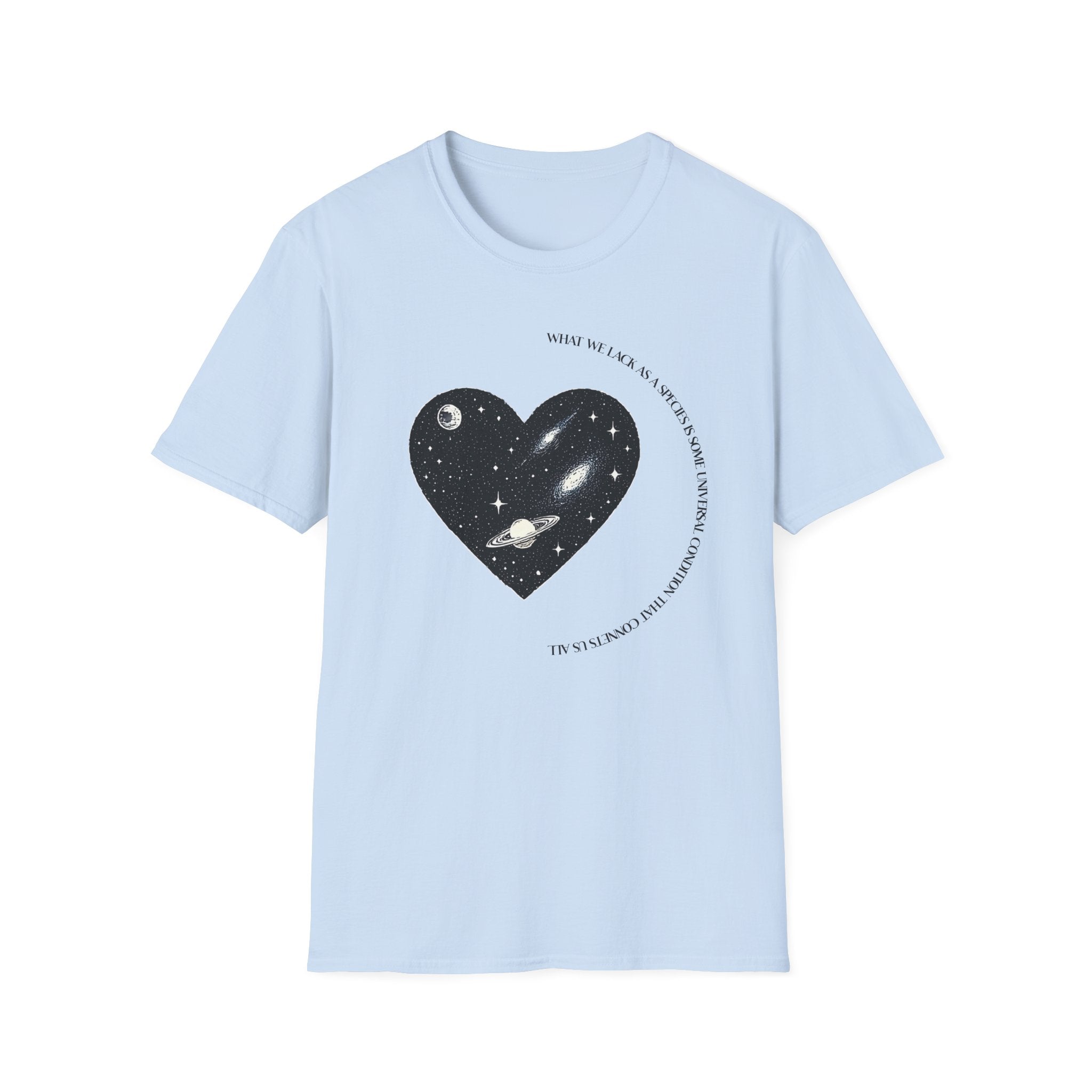 The Very Real Cosmic Connection — Heart Nebula Graphic Tee with Black Text