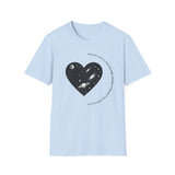 The Very Real Cosmic Connection — Heart Nebula Graphic Tee with Black Text