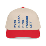 "Ever Burgeoning Possibility" Vertical Text Embroidered Hat