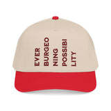 "Ever Burgeoning Possibility" Vertical Text Embroidered Hat