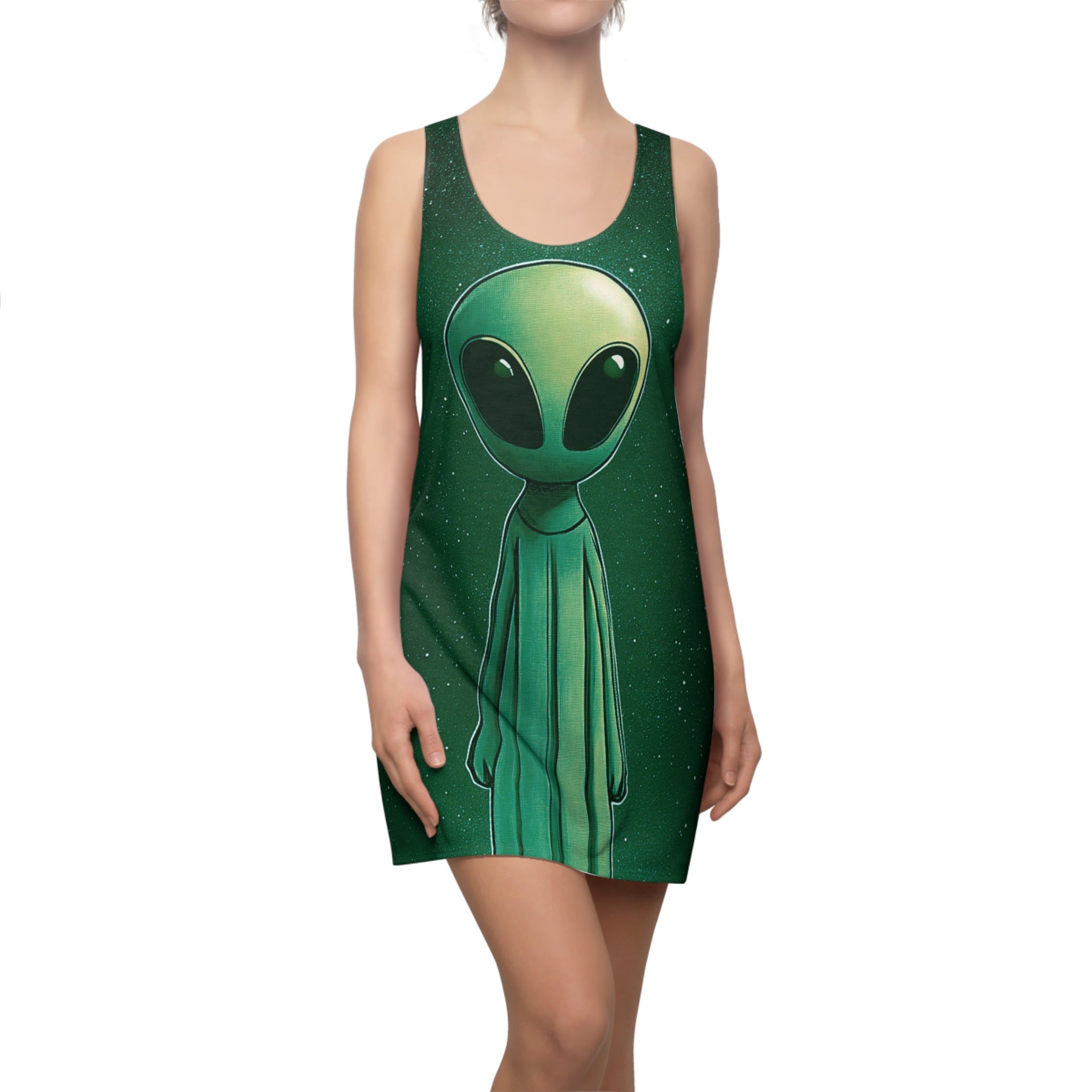 Little Green Alien Women's Cut & Sew Racerback Dress (AOP)