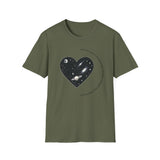 The Very Real Cosmic Connection — Heart Nebula Graphic Tee with Black Text