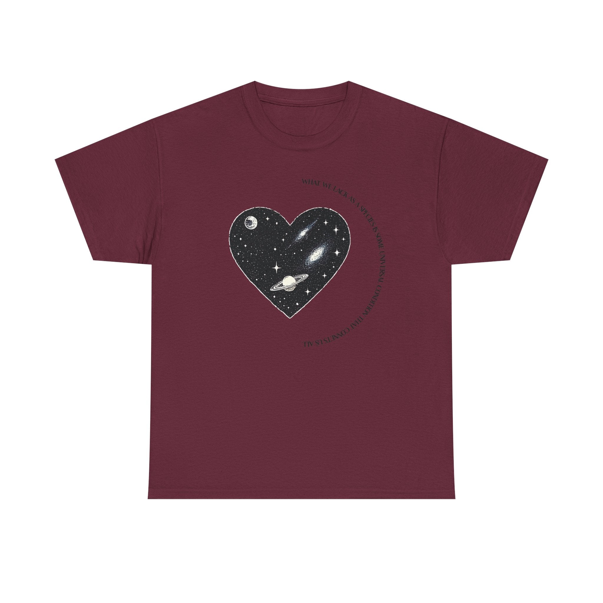 The Very Real Cosmic Connection — Heart Nebula Graphic Tee with Black Text