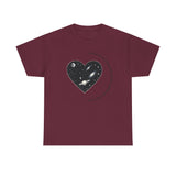 The Very Real Cosmic Connection — Heart Nebula Graphic Tee with Black Text
